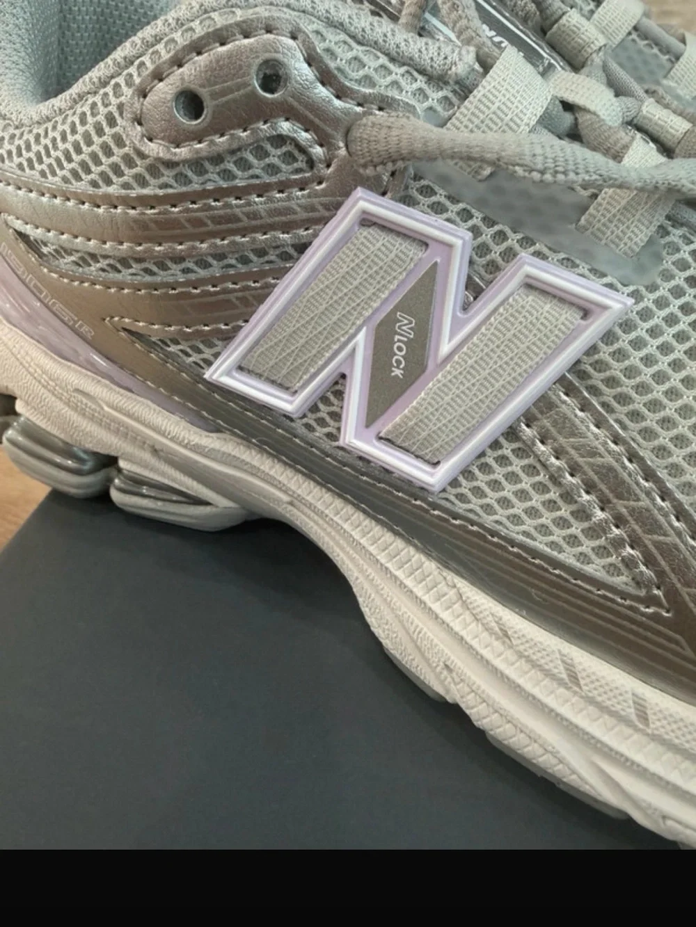 New Balance Grey and Light Purple Athletic Sneakers
